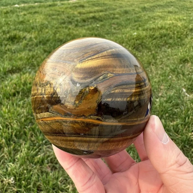80mm Natural Tiger Eye Jasper Crystal Sphere