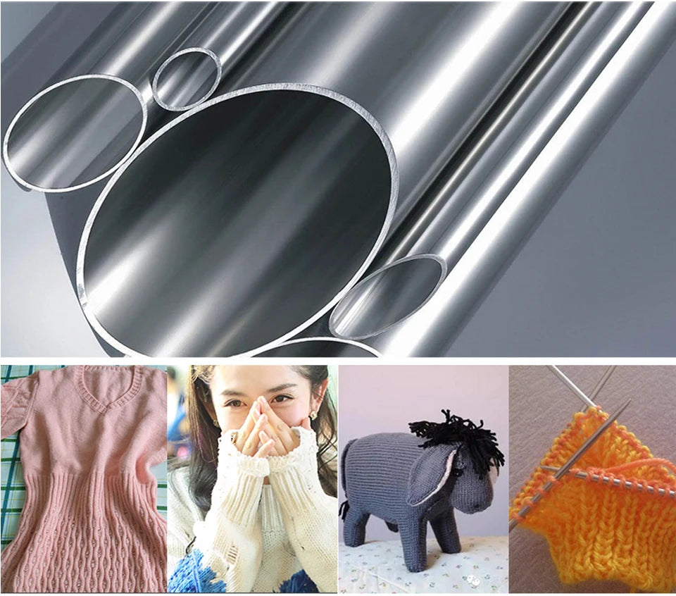 Stainless Steel Straight Knitting Needles & Crochet Hooks (2-8mm)