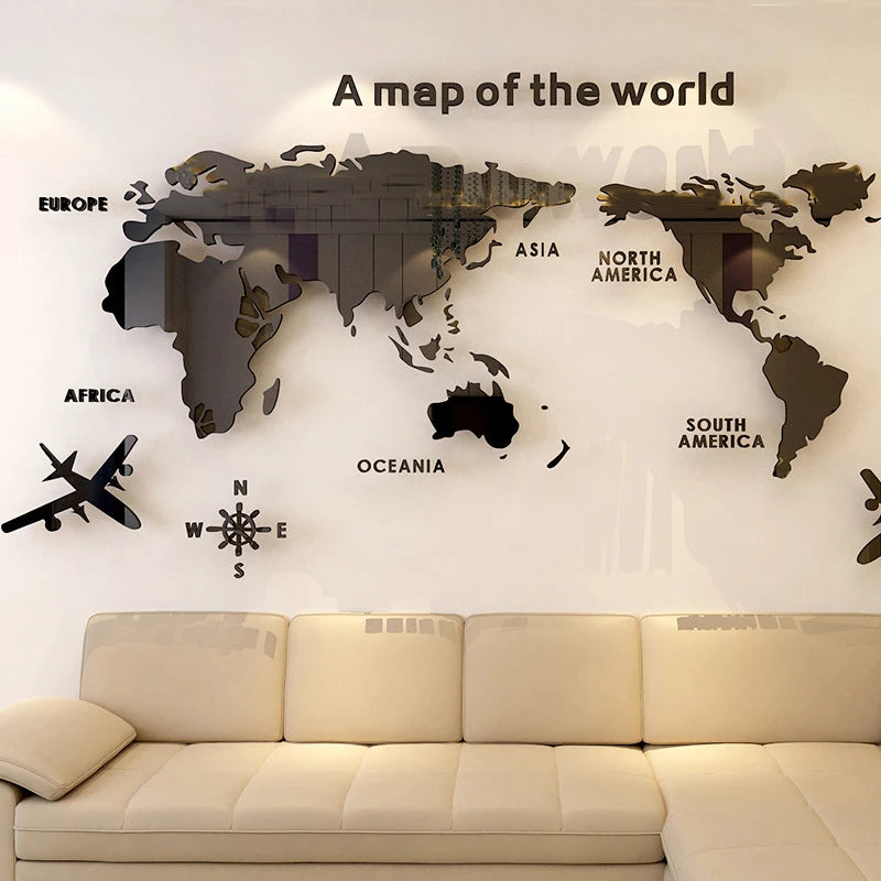 3D Acrylic World Map Wall Stickers