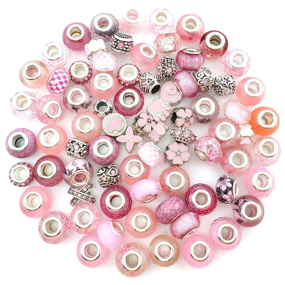 80PCS Large Hole Purple Resin Beads Set