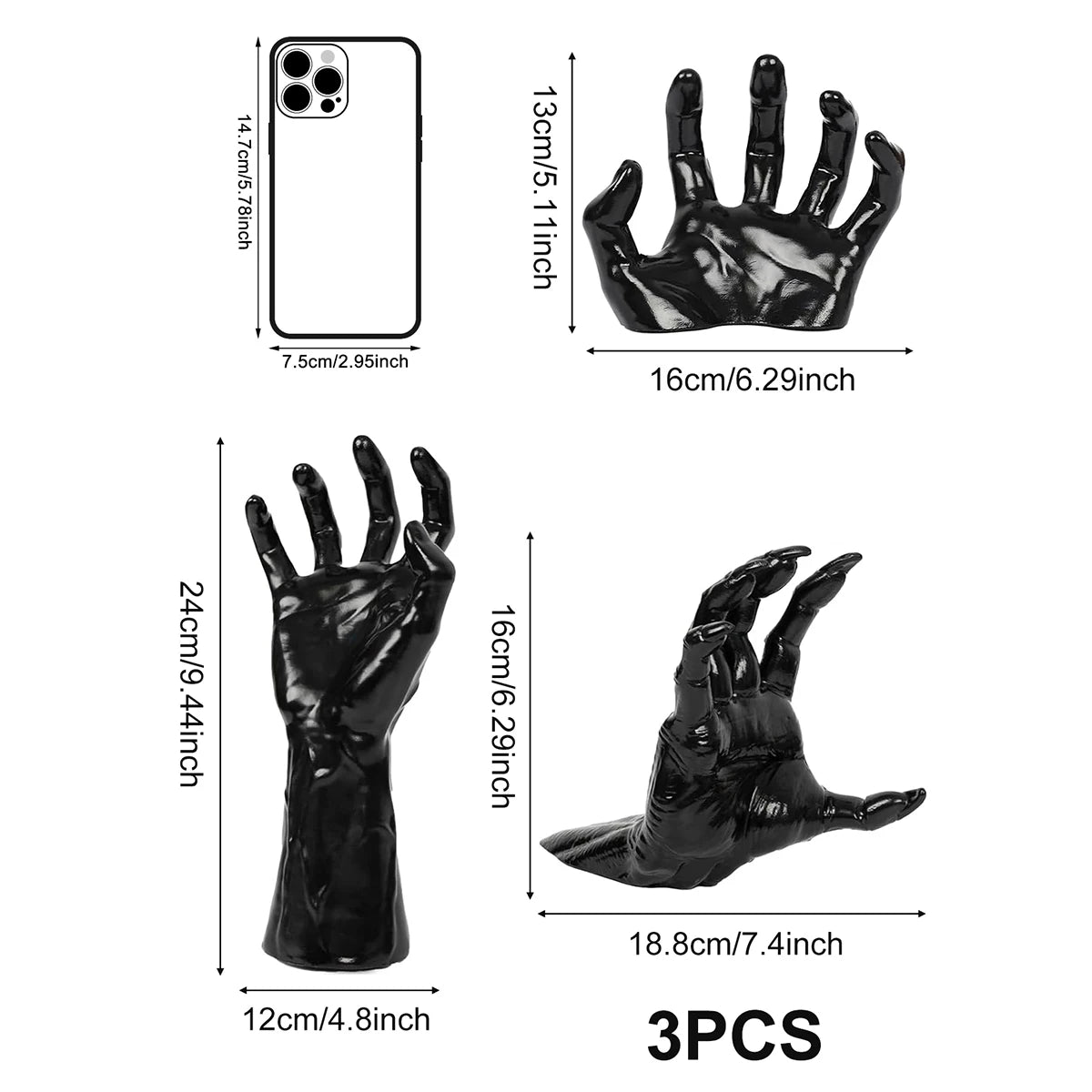 3-Pack Halloween Devil Hand Candle Holders