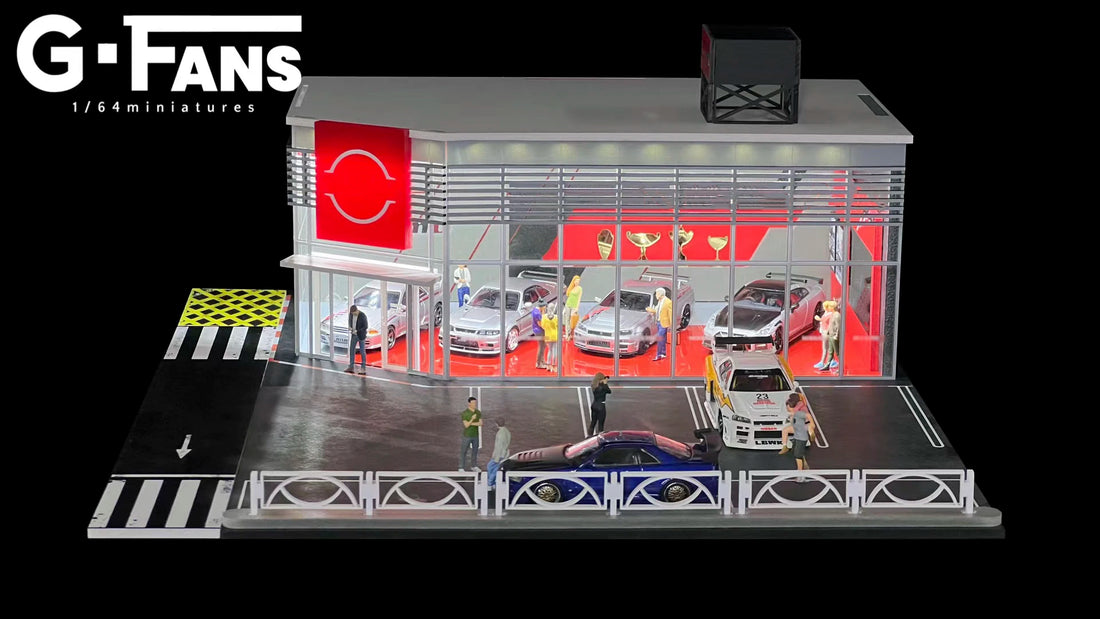 1:64 G-FANS Diorama Car Garage – LED Display Scene Model