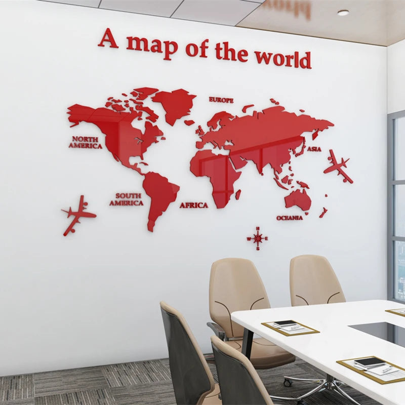 3D Acrylic World Map Wall Stickers