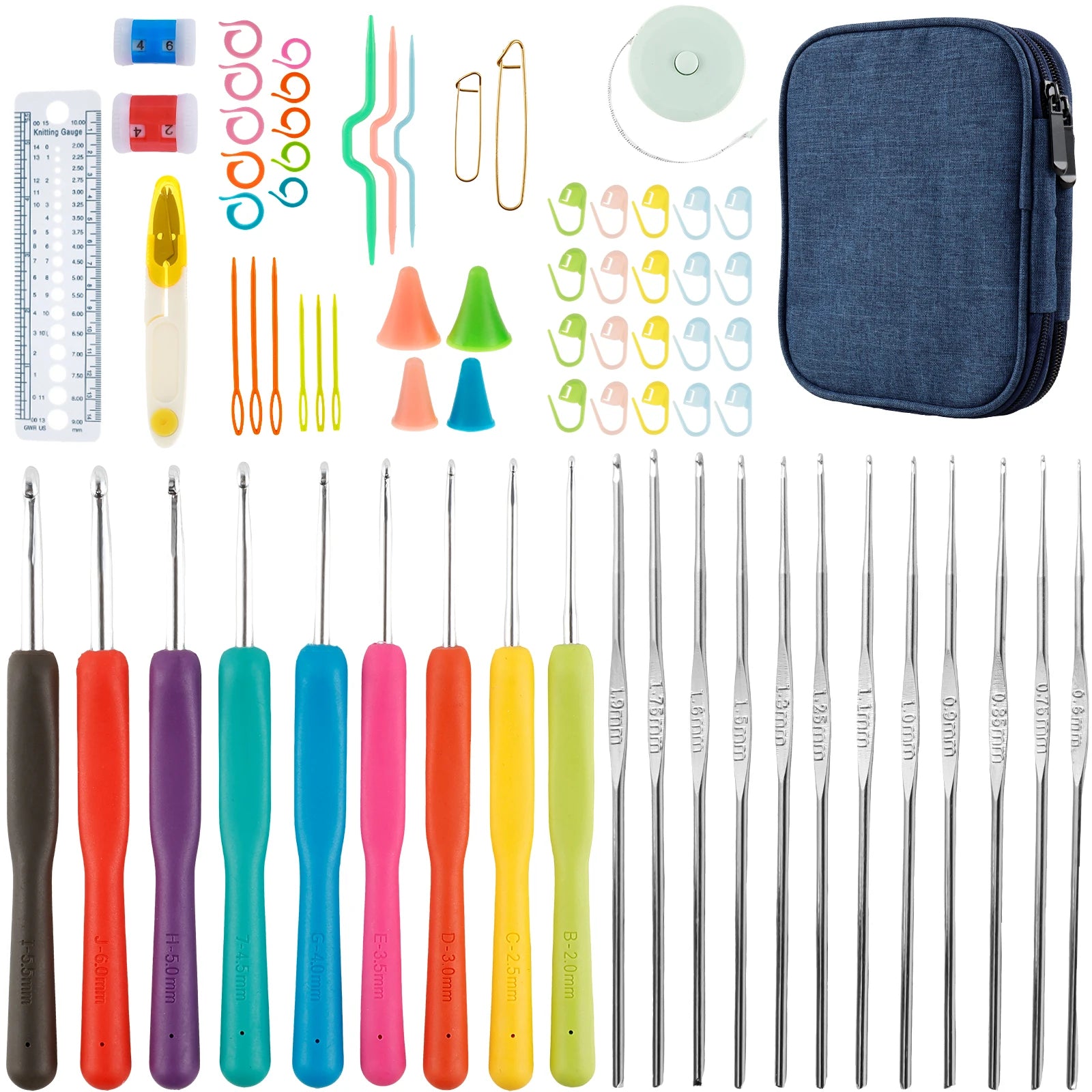 72/144Pcs Soft Grip Crochet Hooks Set (2-6mm)