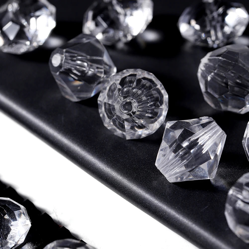 4-16mm Faceted Transparent White Acrylic Beads (10-300pcs)