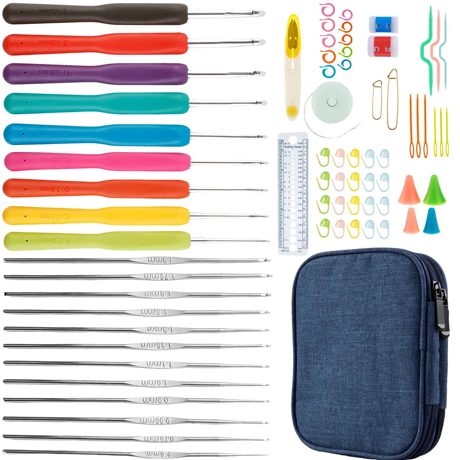 72/144Pcs Soft Grip Crochet Hooks Set (2-6mm)