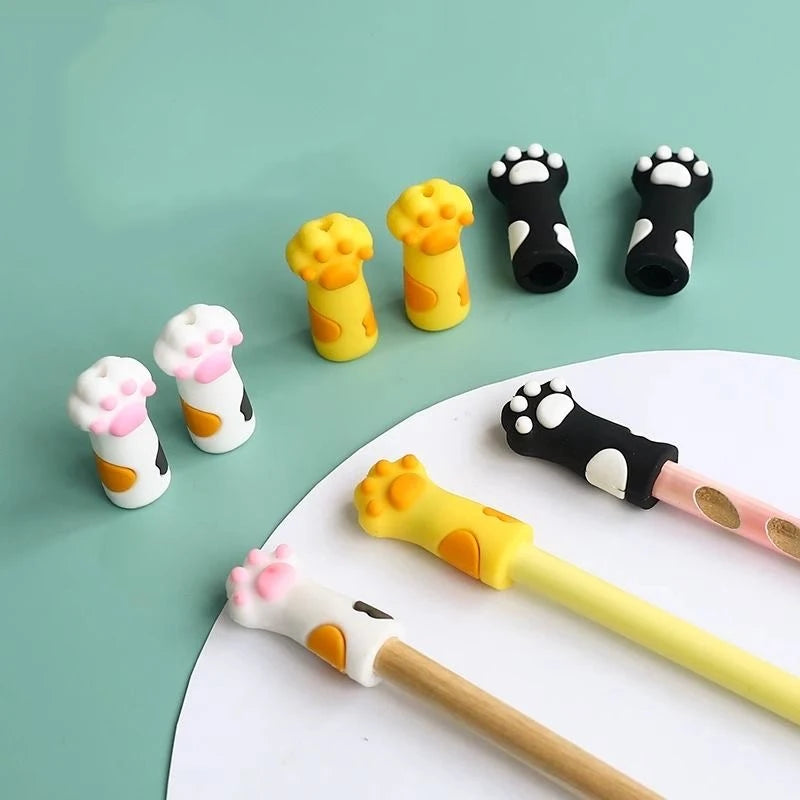 6-Pc Cute Cat Paw Silicone Knitting Needle Stoppers