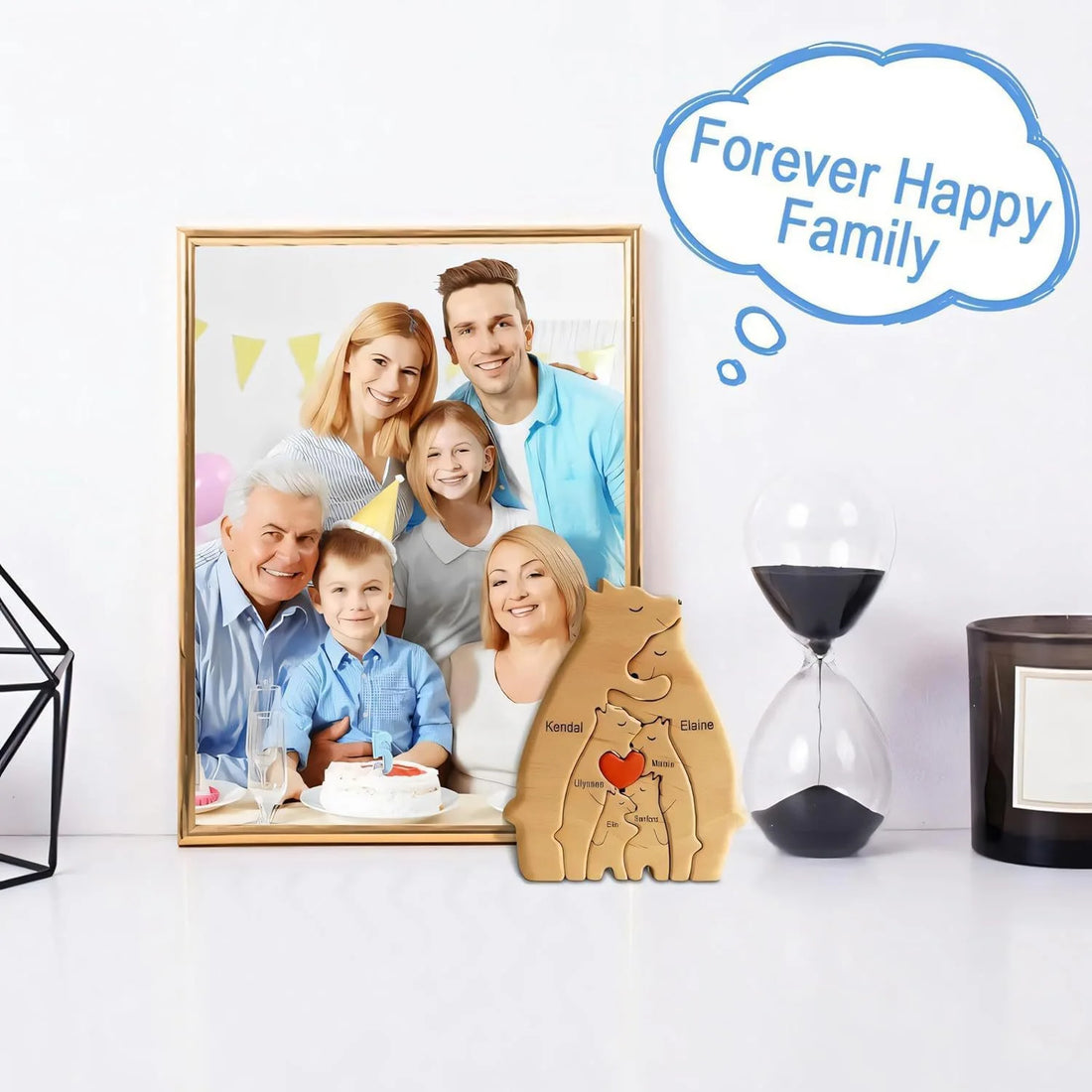 Personalized Wooden Bear Family Puzzle – Customizable Name Gift