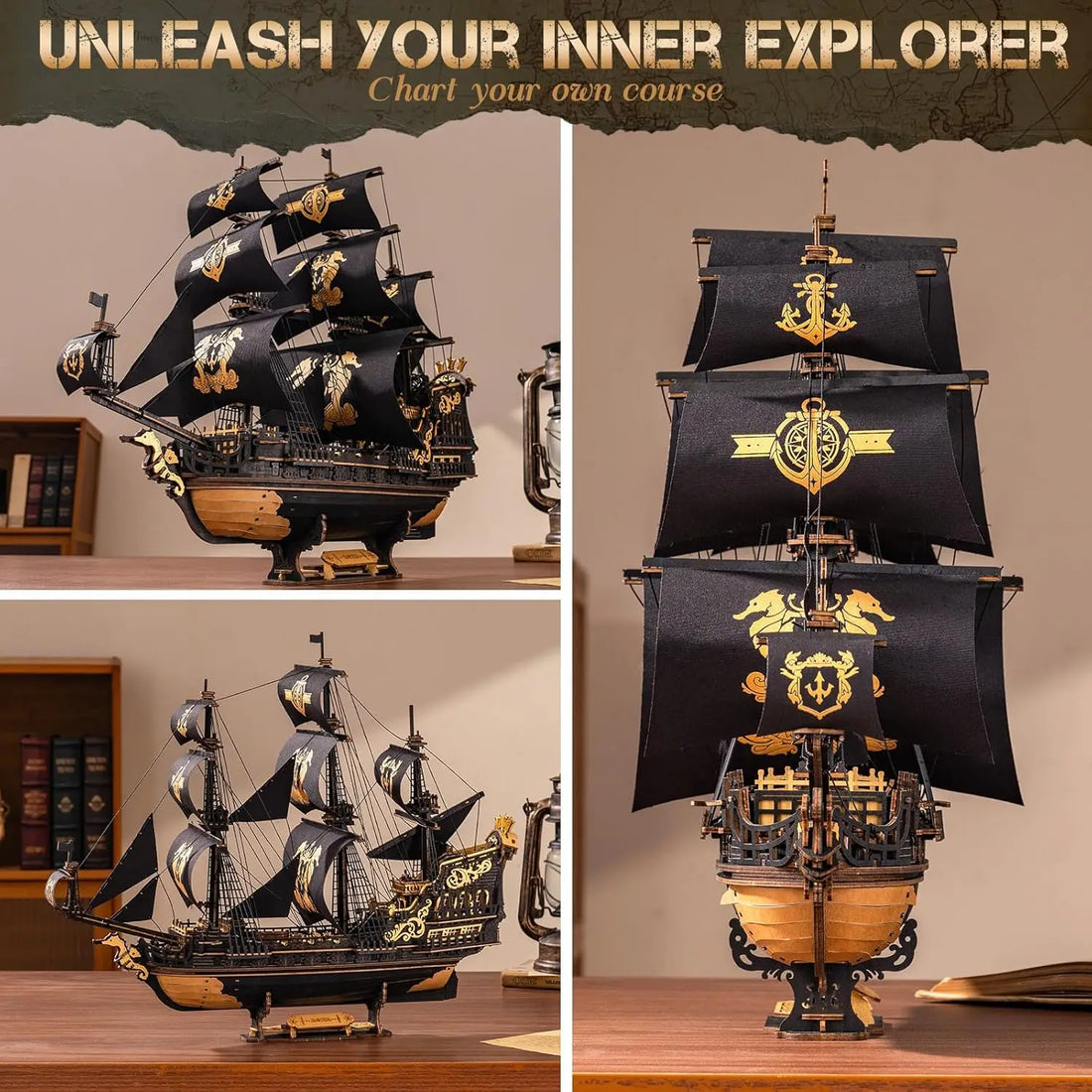 Robotime ROKR Wooden Seahouse Barque – 3D Puzzle Model Kit