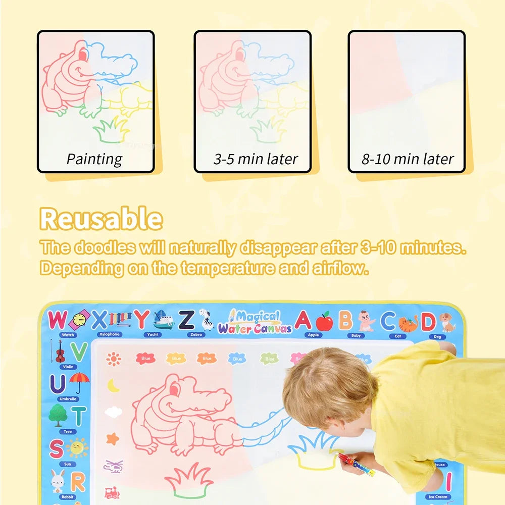 Reusable Magic Water Drawing Mat – 100x80cm Montessori Doodle Board
