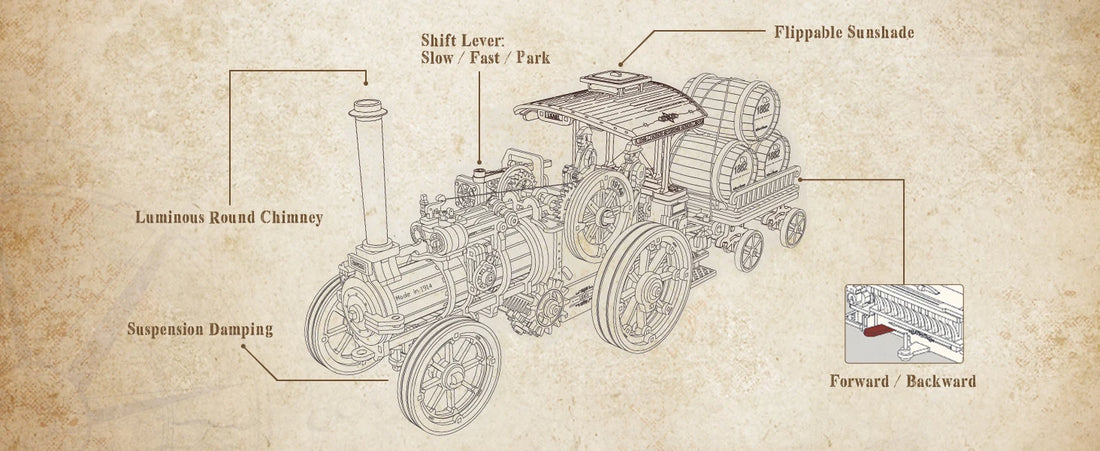 Robotime ROKR 3D Wooden Car Model – 1:28 Steam Locomotive Kit