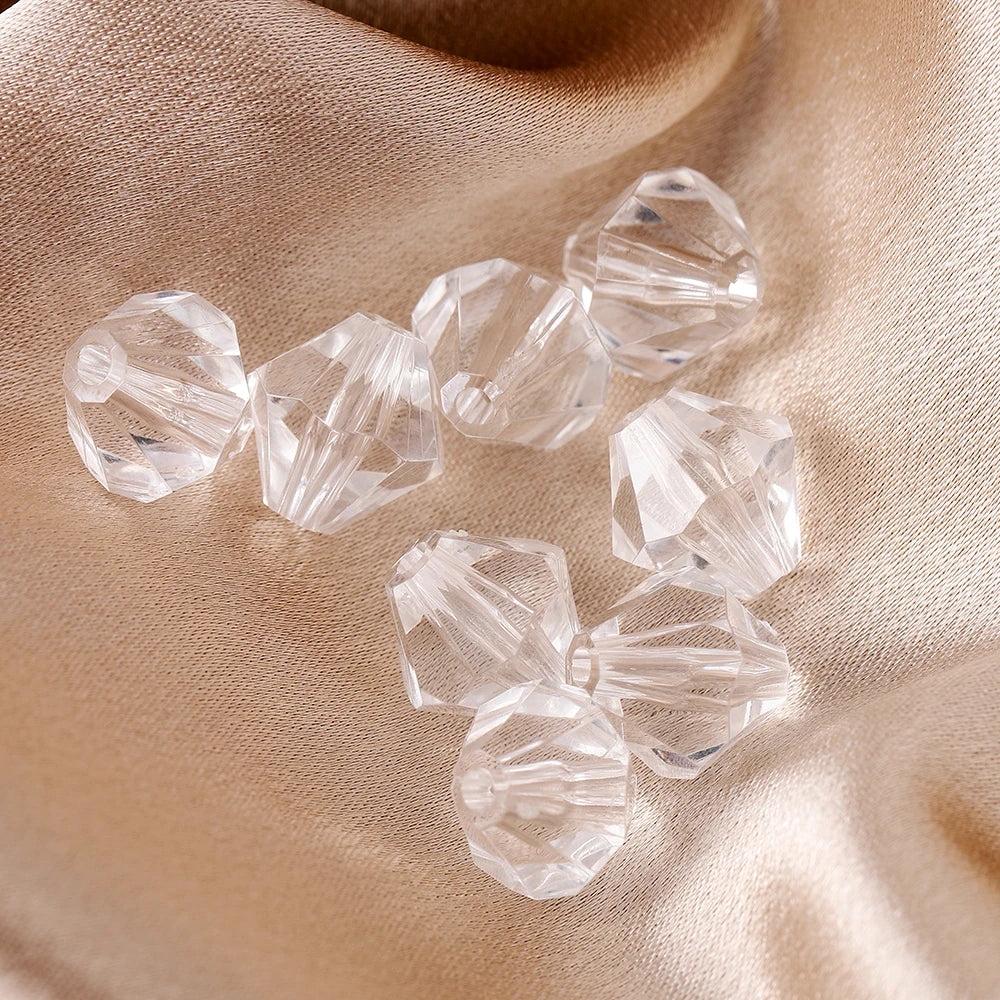4-16mm Faceted Transparent White Acrylic Beads (10-300pcs)