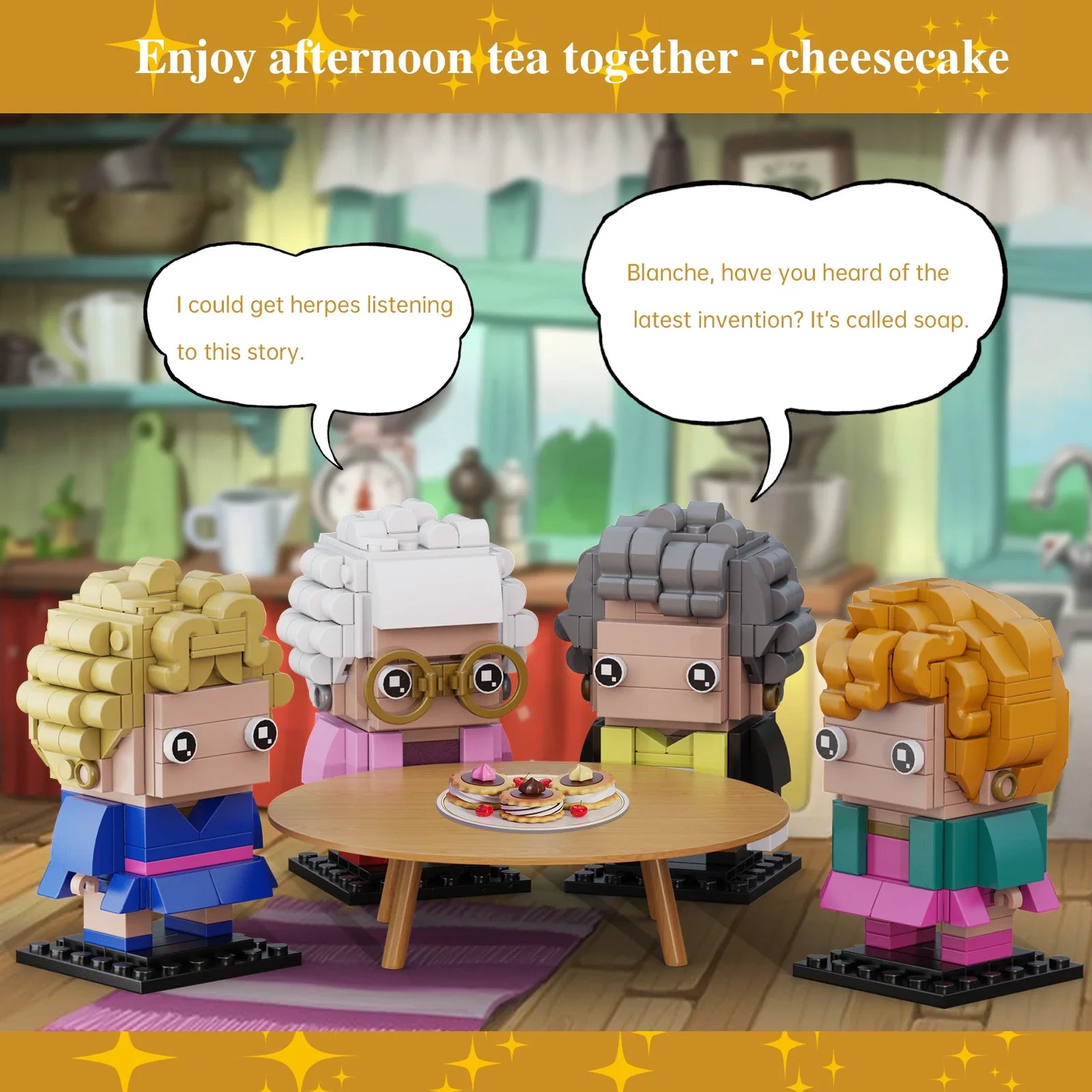 Golden Lady Building Blocks Set with 4 Figures