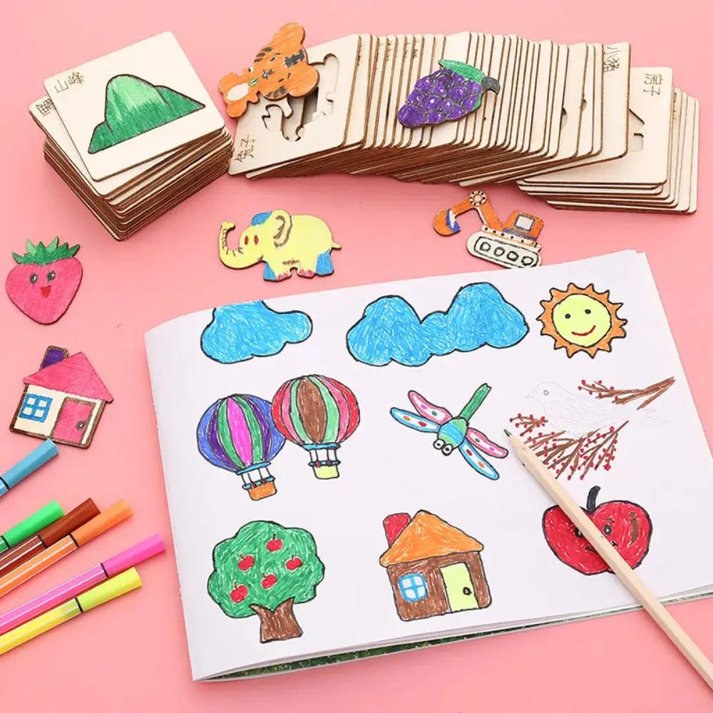 20pcs Montessori Wooden Drawing Stencils Set