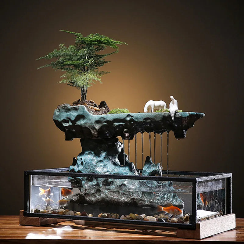 Desktop Fountain with Fish Tank