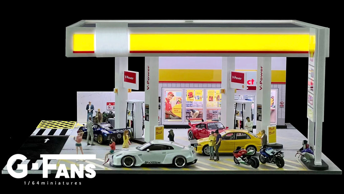 1:64 G-FANS Diorama Car Garage – LED Display Scene Model