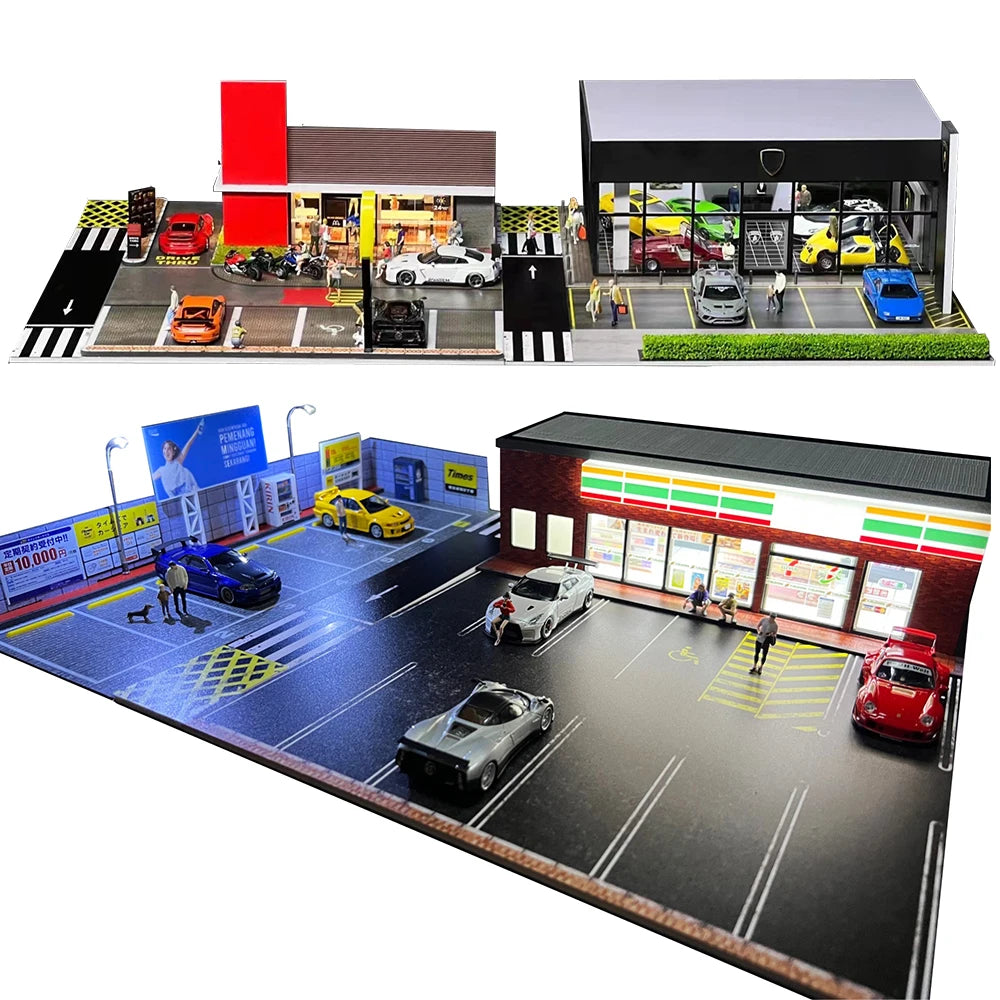 1:64 G-FANS Diorama Car Garage – LED Display Scene Model