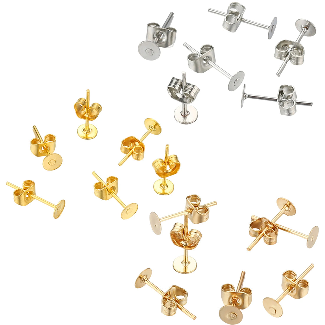 Blank Post Earring Studs with Ear Backs
