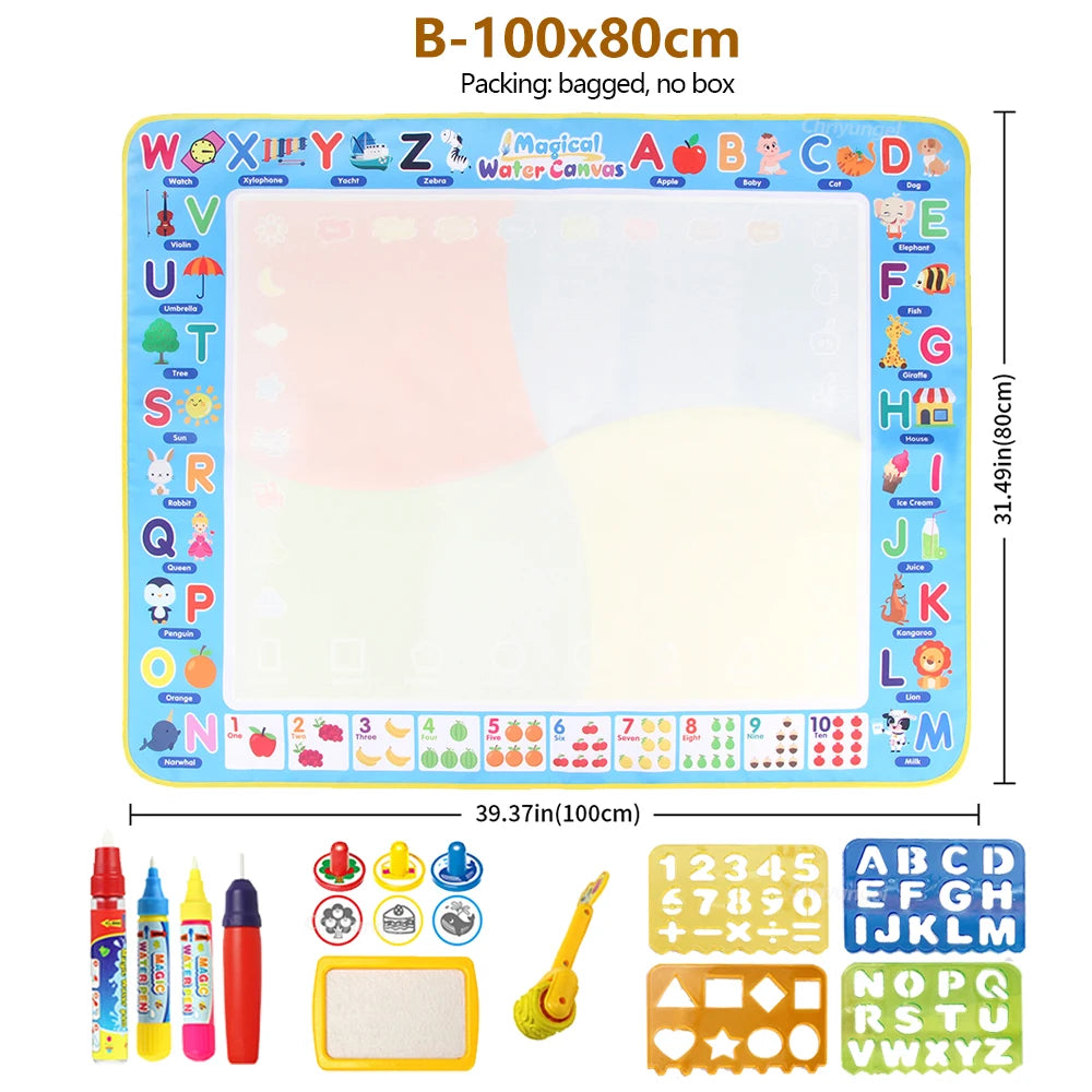 Reusable Magic Water Drawing Mat – 100x80cm Montessori Doodle Board