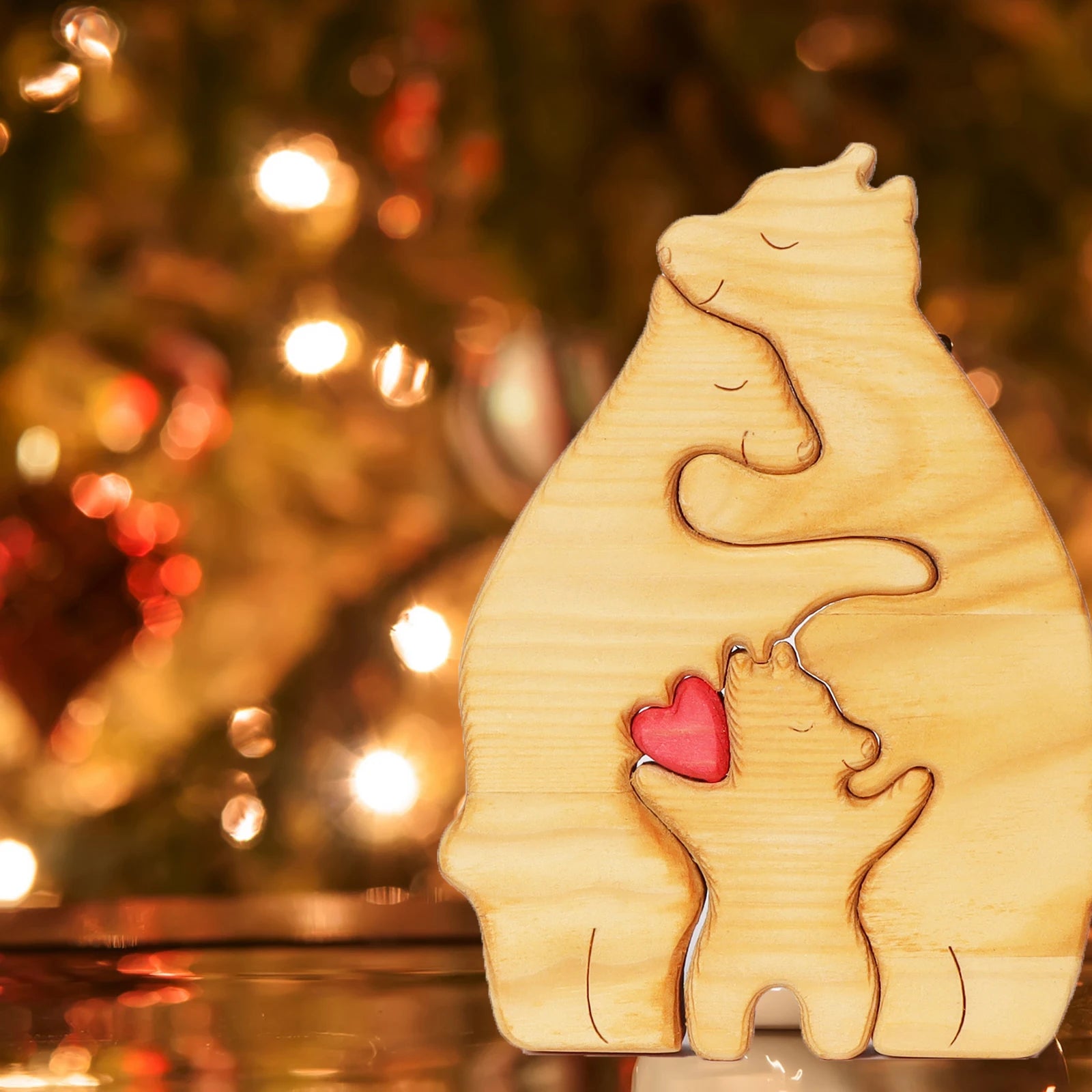 Personalized Wooden Bear Family Puzzle – Customizable Name Gift