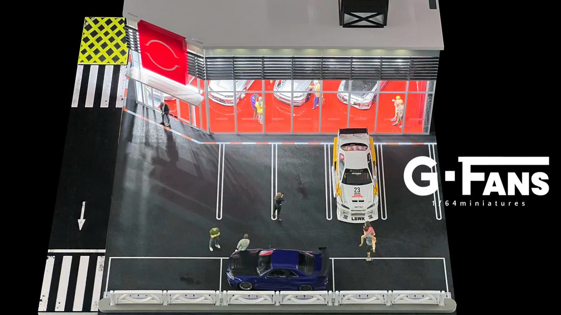 1:64 G-FANS Diorama Car Garage – LED Display Scene Model