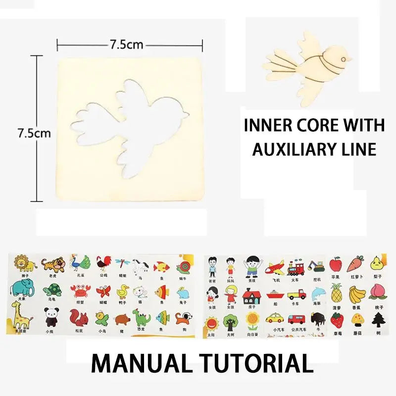 20pcs Montessori Wooden Drawing Stencils Set