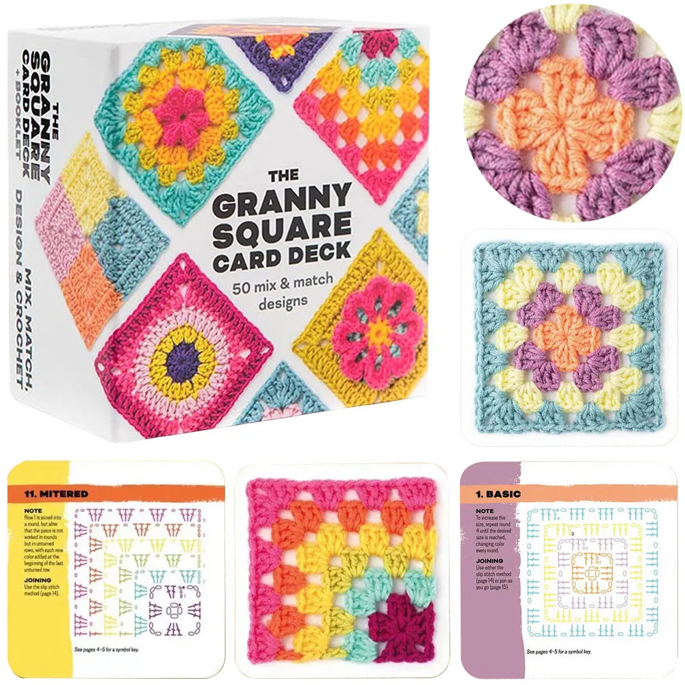 Granny Square Crochet Card Deck – 50 Mix & Match Patterns