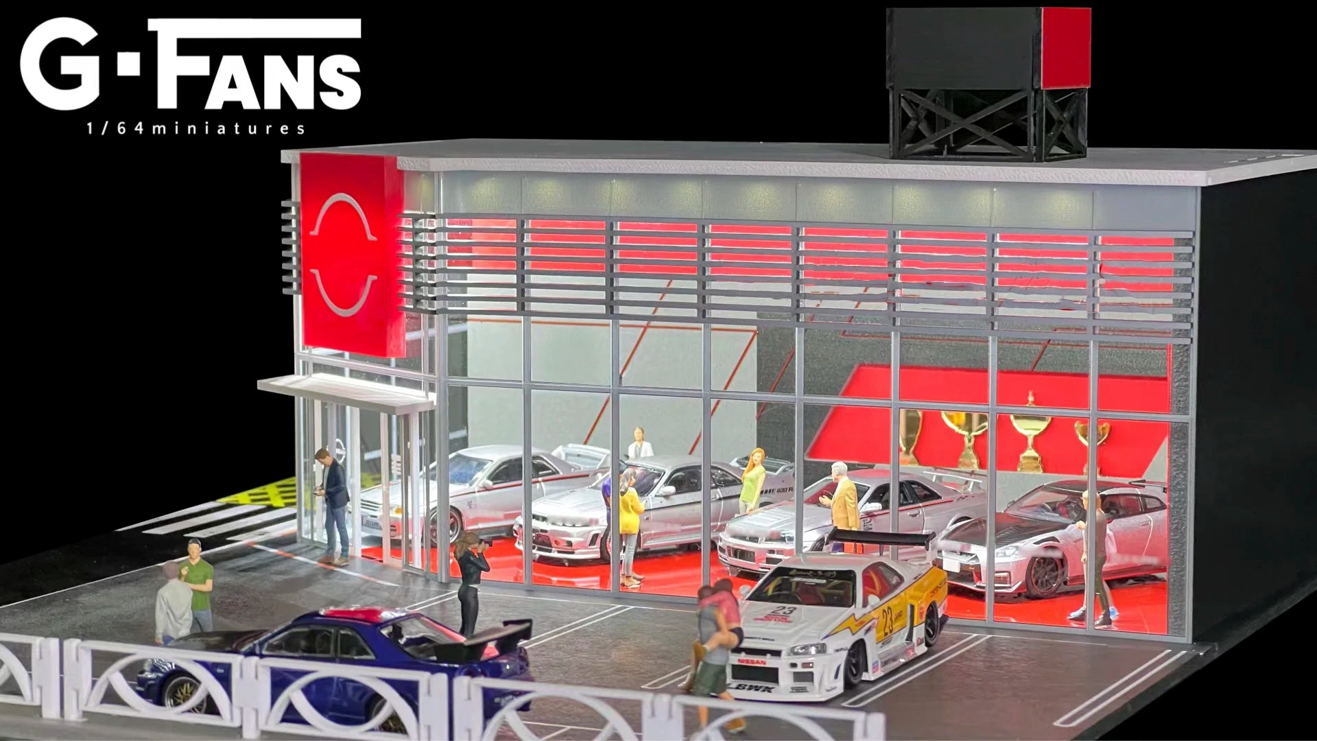 1:64 G-FANS Diorama Car Garage – LED Display Scene Model