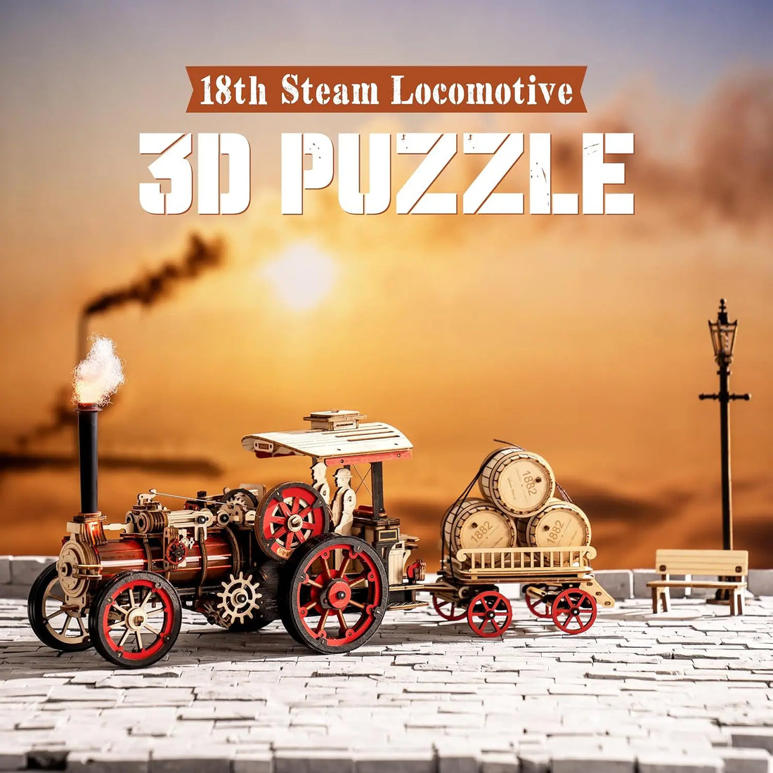 Robotime ROKR 3D Wooden Car Model – 1:28 Steam Locomotive Kit