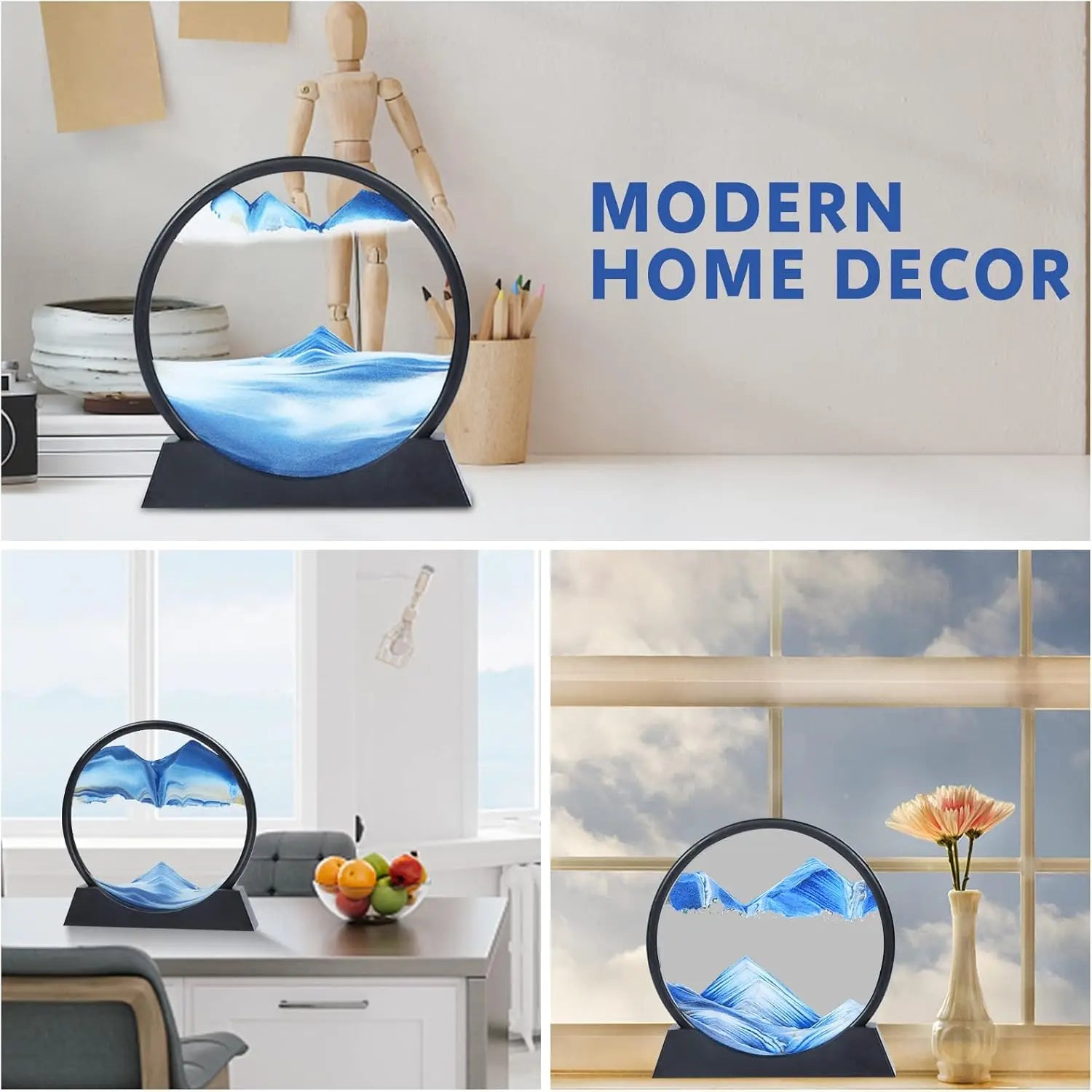 3D Quicksand Hourglass Art – Flowing Sandscape Home & Office Decor