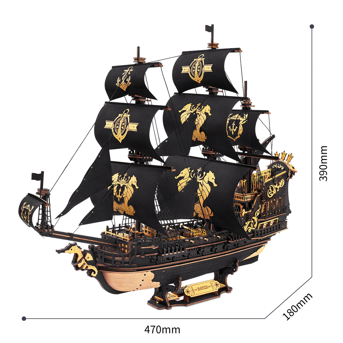 Robotime ROKR Wooden Seahouse Barque – 3D Puzzle Model Kit