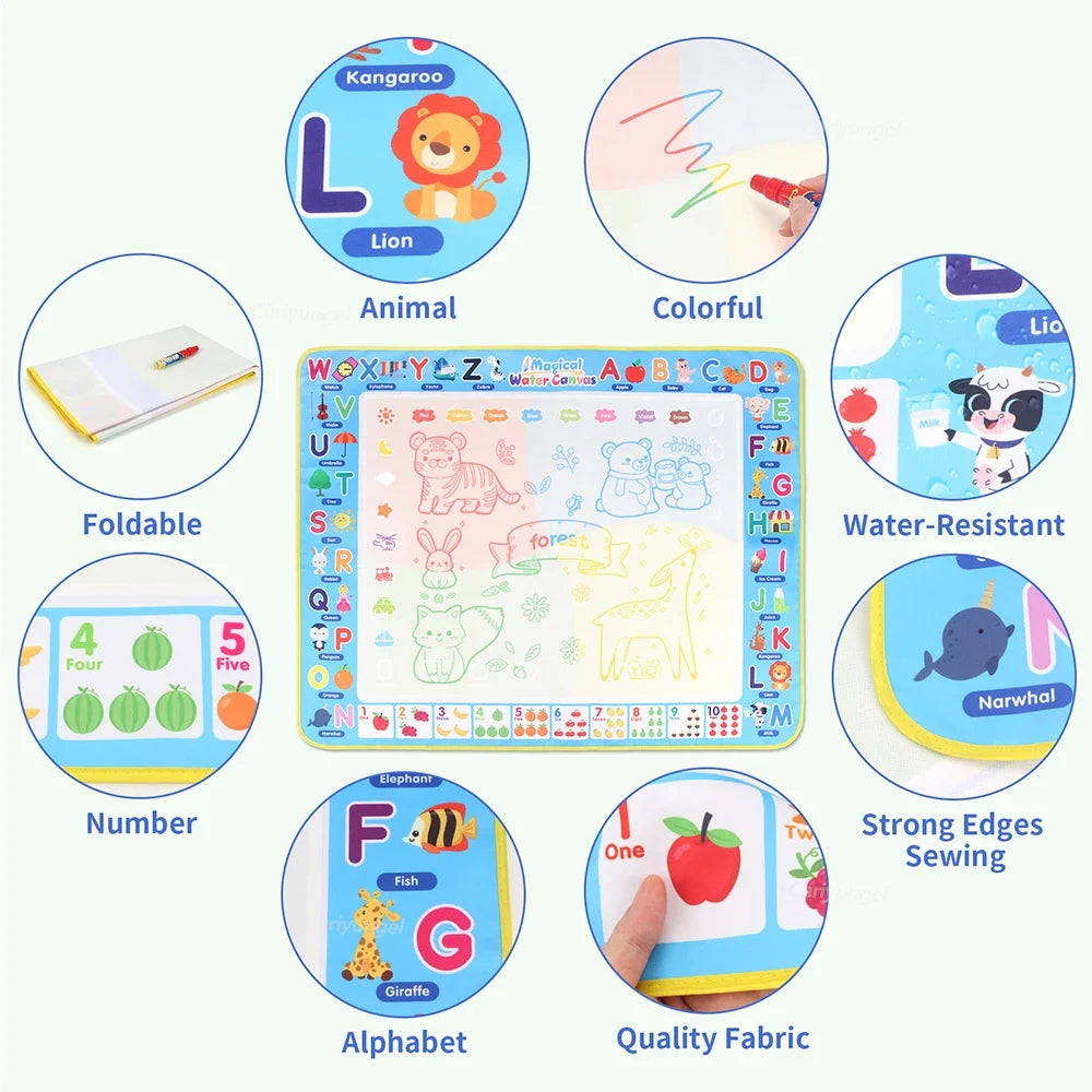 Reusable Magic Water Drawing Mat – 100x80cm Montessori Doodle Board