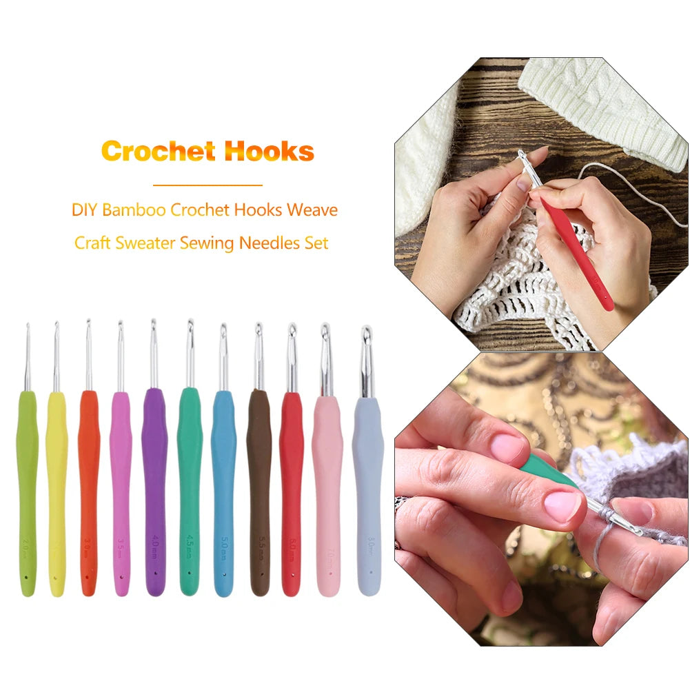 Aluminum Crochet Hooks Set 2-8mm with Bag