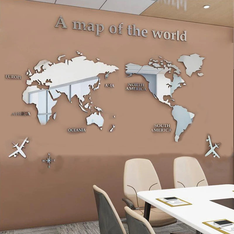 3D Acrylic World Map Wall Stickers