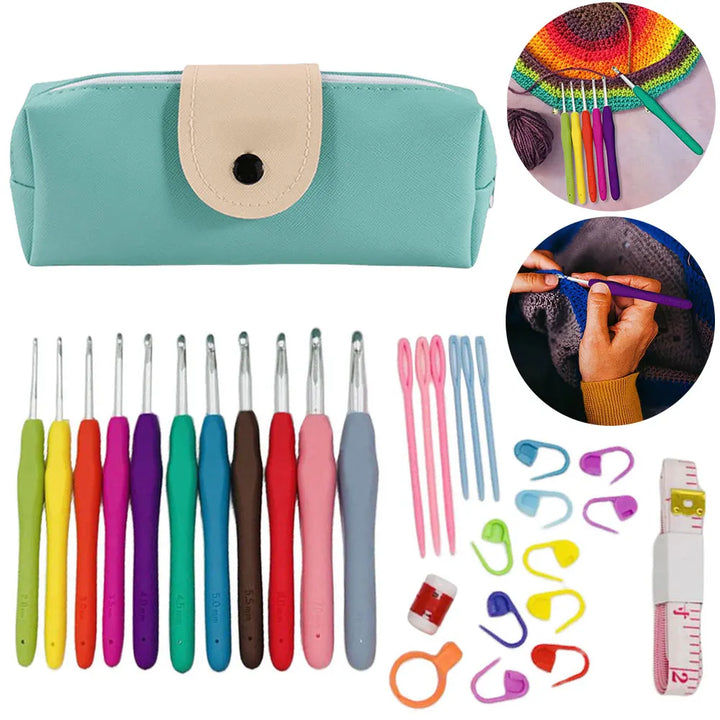 11-Size Colorful Ergonomic Crochet Hooks Set