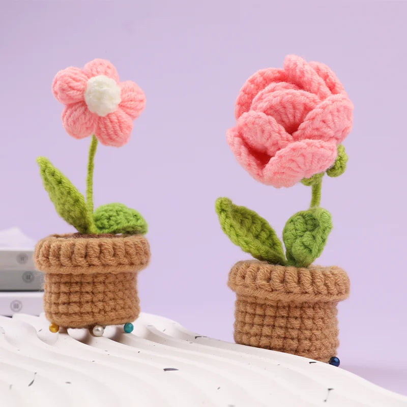 KRABALL Crochet Potted Flower Kit – 6pcs Beginner Set with Tools & Tutorial