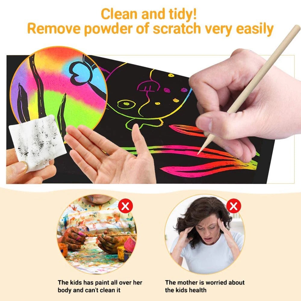 125-Pcs Rainbow Scratch-Off Mini Art Cards