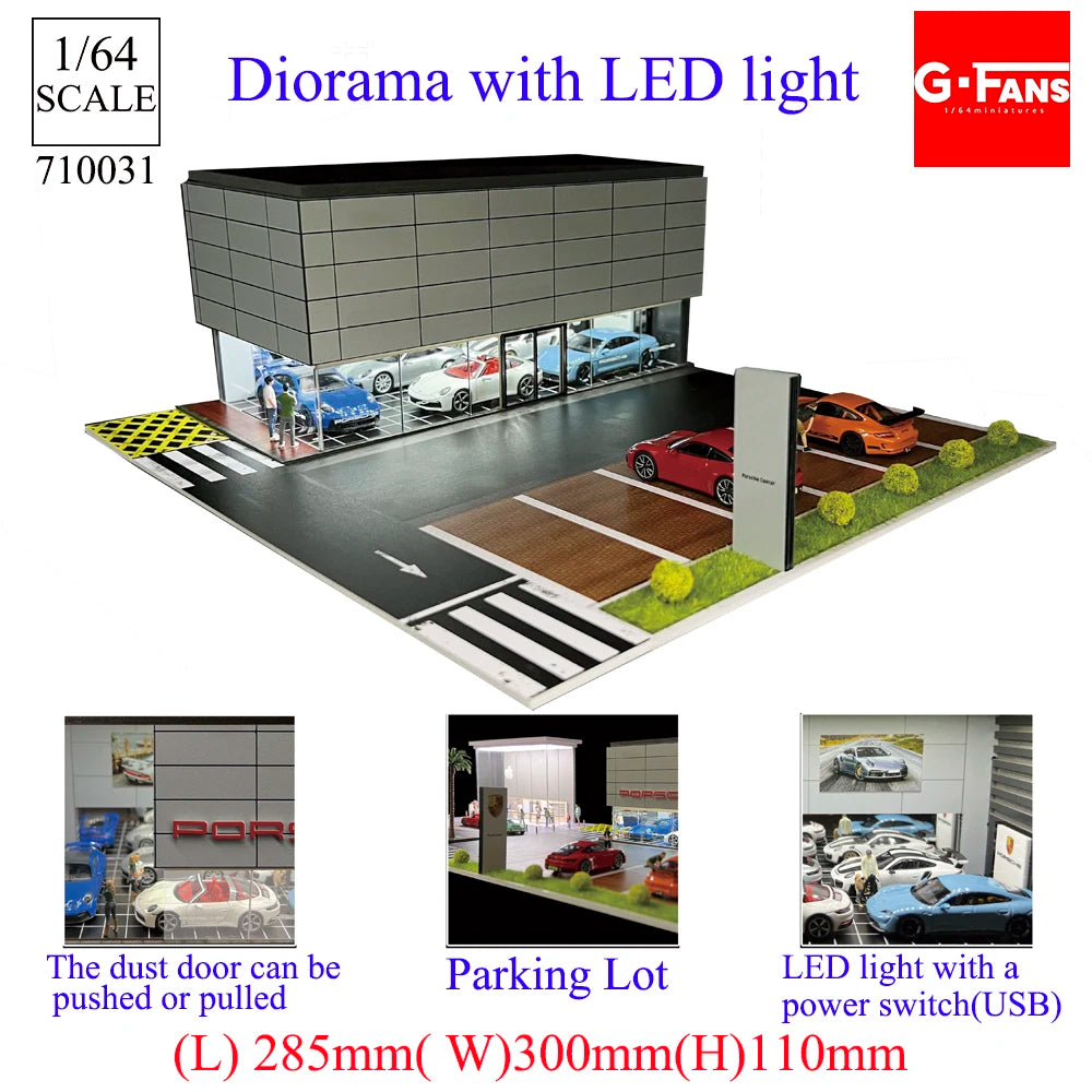 1:64 G-FANS Diorama Car Garage – LED Display Scene Model