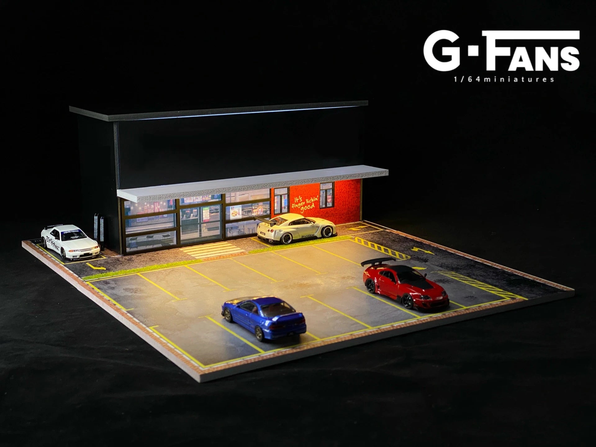 1:64 G-FANS Diorama Car Garage – LED Display Scene Model