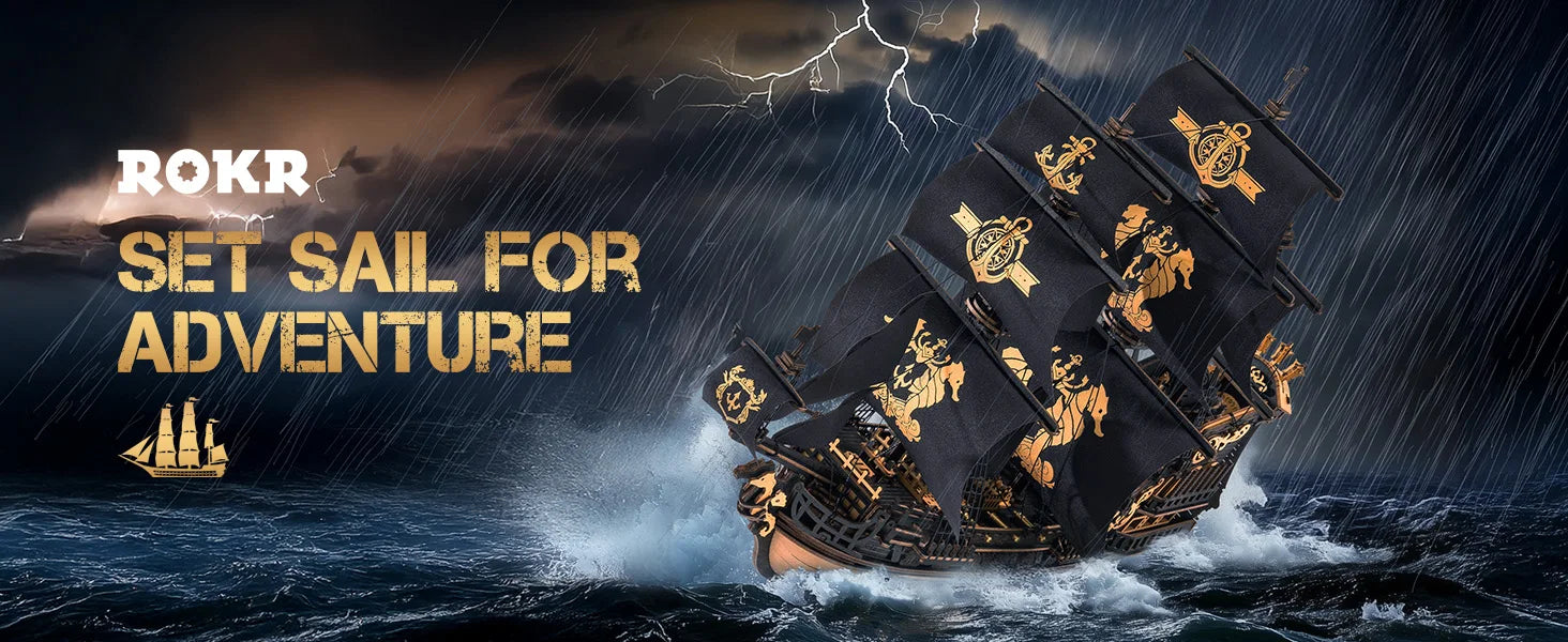 Robotime ROKR Wooden Seahouse Barque – 3D Puzzle Model Kit