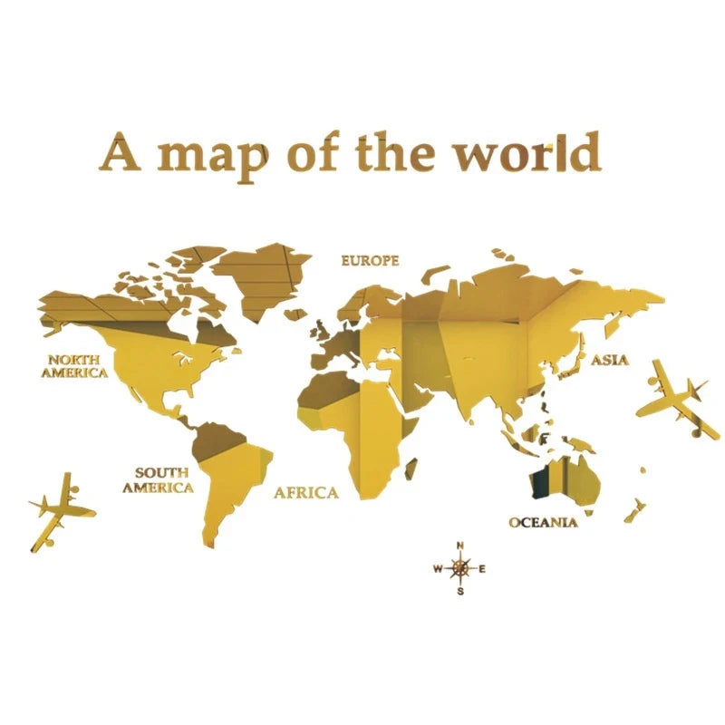 3D Acrylic World Map Wall Stickers
