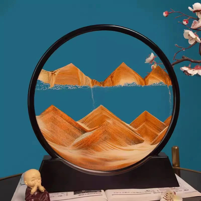 3D Quicksand Hourglass Art – Flowing Sandscape Home & Office Decor