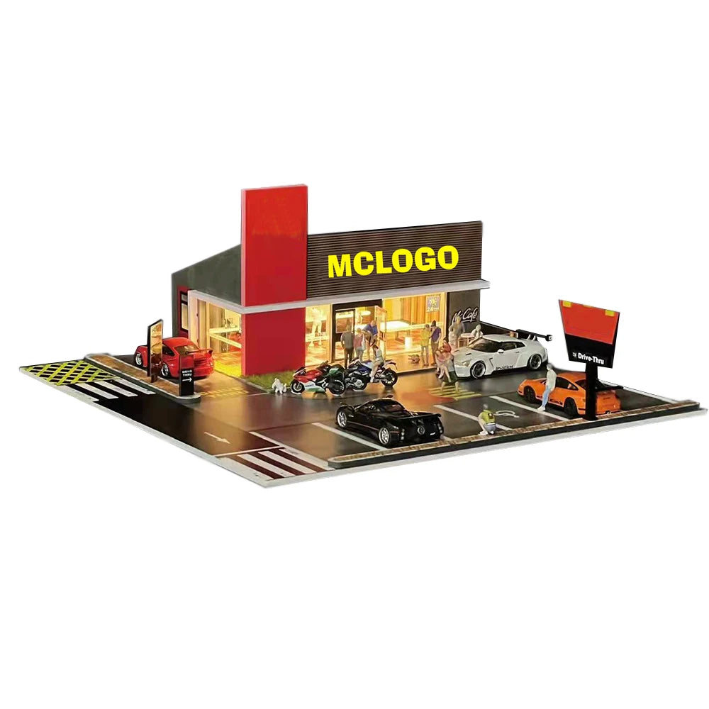 1:64 G-FANS Diorama Car Garage – LED Display Scene Model