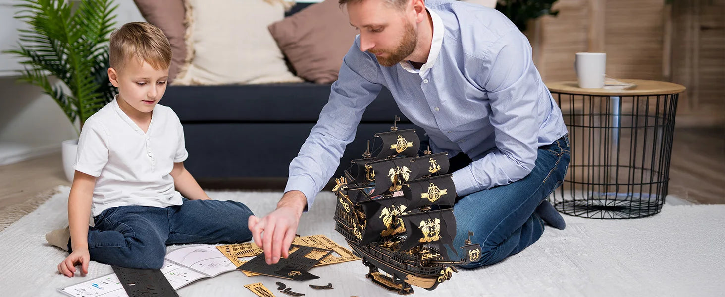 Robotime ROKR Wooden Seahouse Barque – 3D Puzzle Model Kit