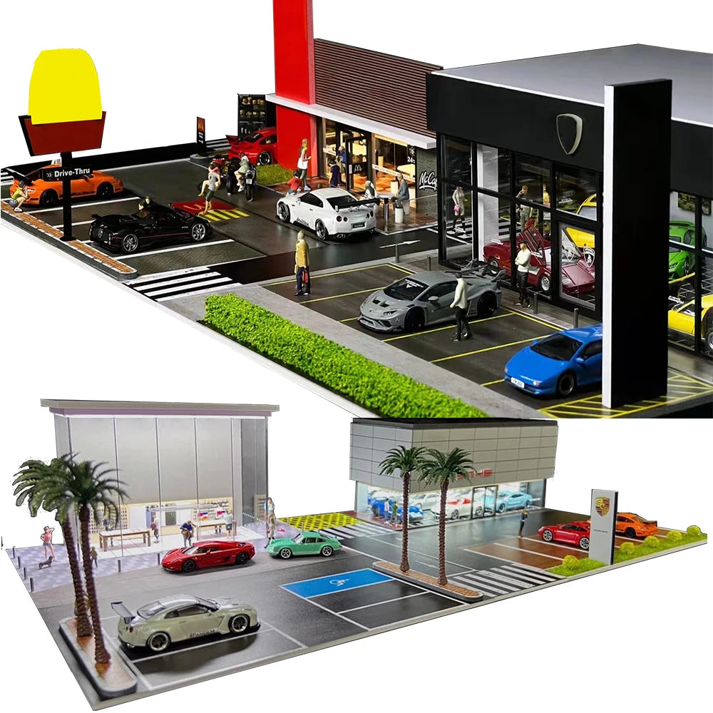 1:64 G-FANS Diorama Car Garage – LED Display Scene Model