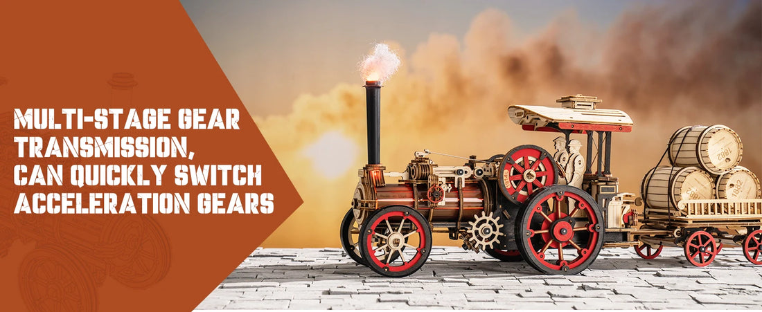 Robotime ROKR 3D Wooden Car Model – 1:28 Steam Locomotive Kit
