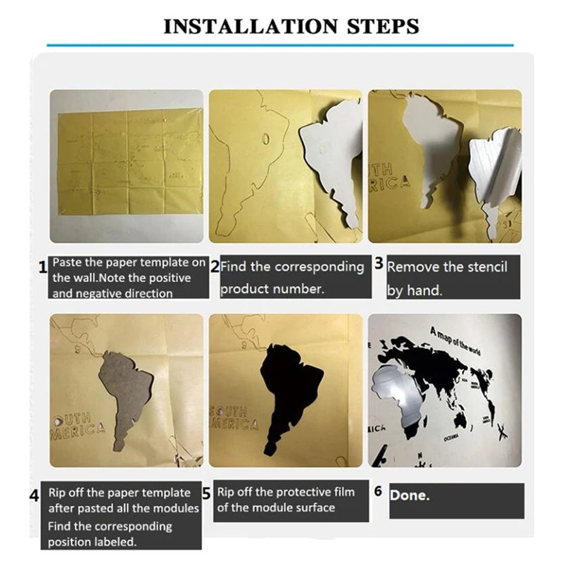 3D Acrylic World Map Wall Stickers