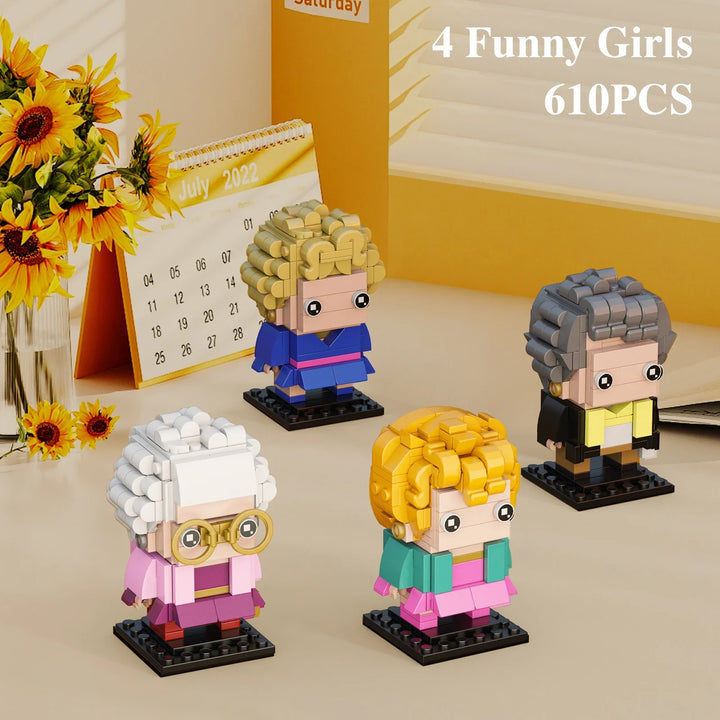 Golden Lady Building Blocks Set with 4 Figures