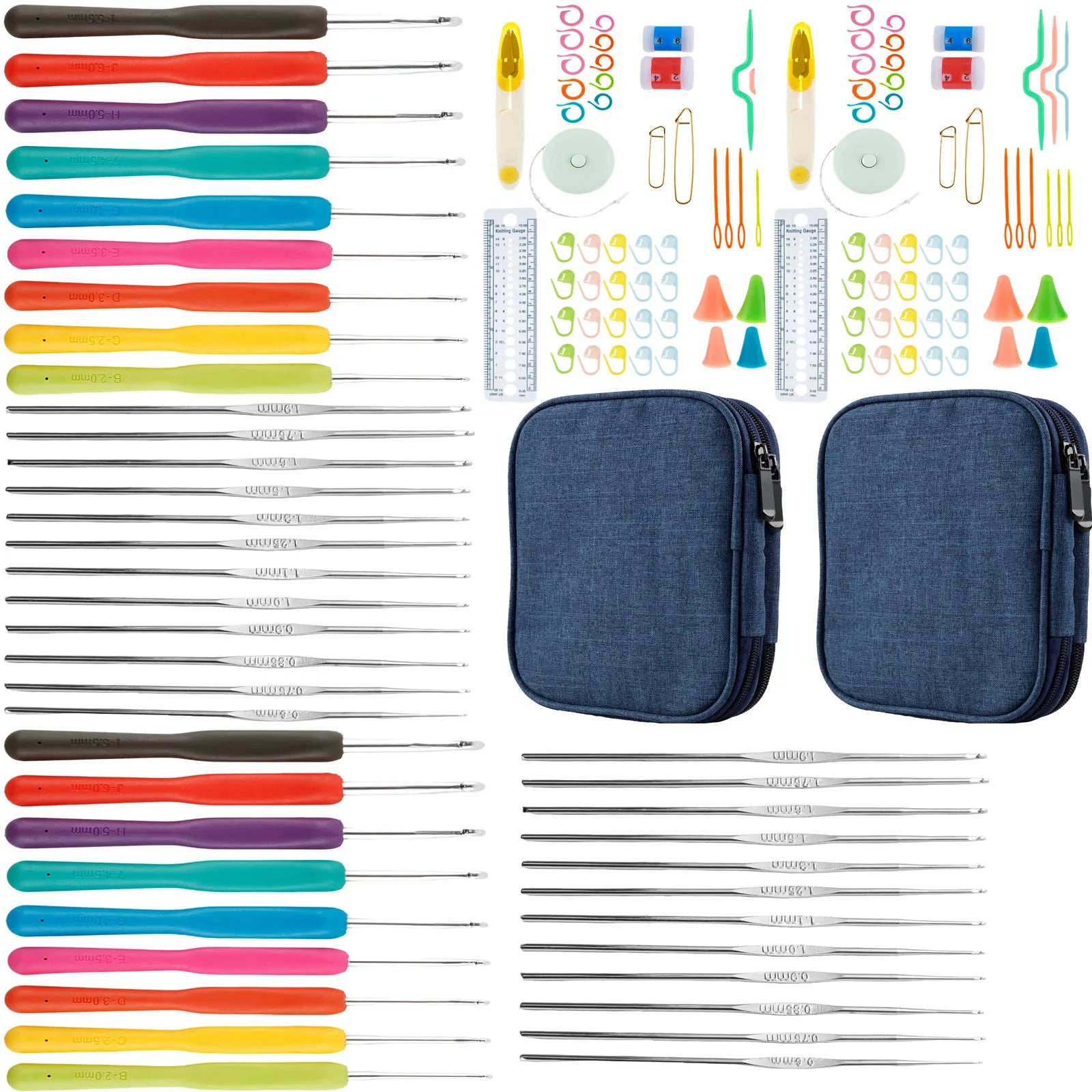 72/144Pcs Soft Grip Crochet Hooks Set (2-6mm)