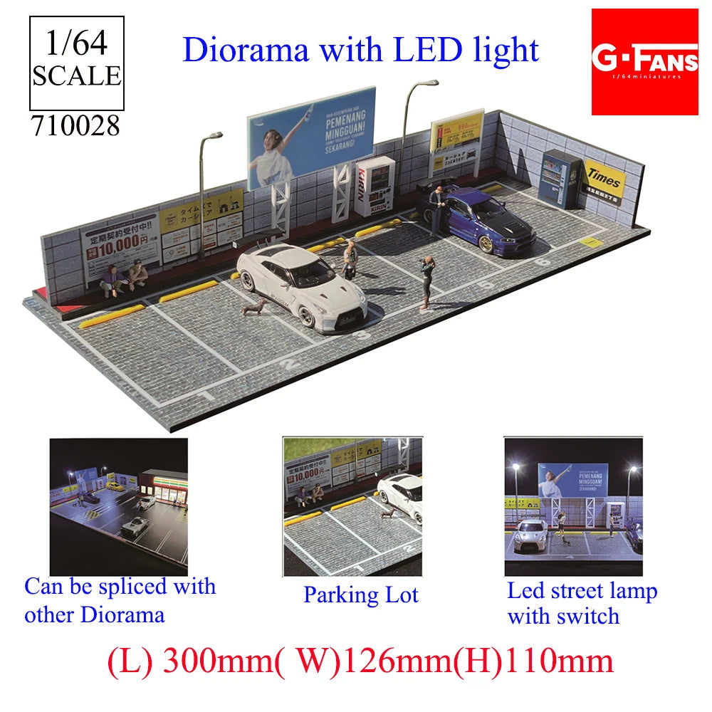 1:64 G-FANS Diorama Car Garage – LED Display Scene Model